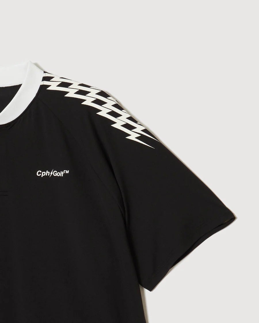 THUNDER STRIPES HENRY POLO - BLACK | CALL DUCK